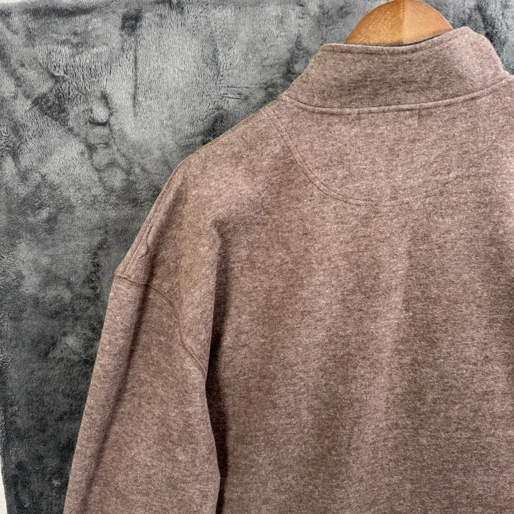 Norman Thompson XL Quarter Zip Pullover Sweater Brown Mock Neck Cotton Blend